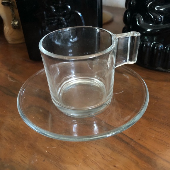 Vintage Clear Glass Demi Cup & Saucer Made in ITALY